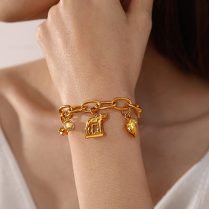 Pendentif en acier inoxydable plaqué or 18 carats, formes variées, pour la création de colliers, accessoires de bijoux DIY - Product Image 4