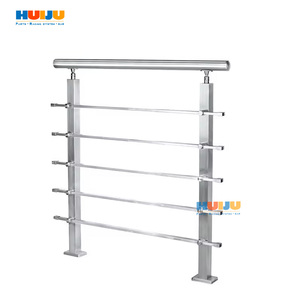 ราวบันได HJ 304 ราวจับไม้พร้อมเสาและราวบันไดแบบมีเส้นตรง ราวบันไดสแตนเลส - Product Image 2
