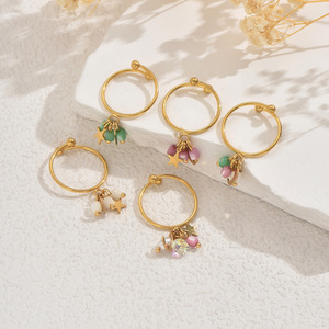 Women's Geometric Star Moon <b>Open</b> <b>Ring</b> With Bead Setting Index Finger Jewelry Gift - Product Image 3