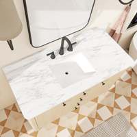 En stock aux États-Unis, livraison gratuite, meuble-lavabo de salle de bain autoportant de 48 pouces, design classique élégant et courbé, pré-assemblé, avec lavabo
