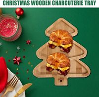 Plats de service classiques en bambou pour les fêtes, élégants, en forme de sapin de Noël/sonnettes, pour servir des friandises lors des réunions de Noël, faciles à utiliser