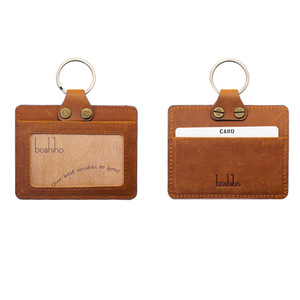 Boshiho Leather Badge Holder 10x8cm With <b>Key</b> Ring And <b>Lanyard</b> <b>For</b> Work ID Card - Product Image 3