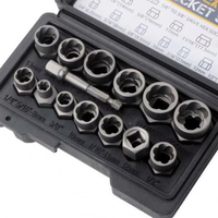ANDUUK Jeu de 14 douilles extractrices de boulons et écrous, clé à douille pour le retrait de boulons et vis à impact, kit d'outils de démontage de boulons