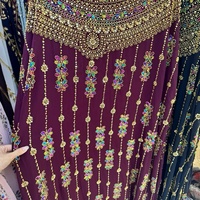 Robe de soirée colorée à sequins et perles, ensemble de tenue de mariée musulmane artisanale, jalabiya pour cérémonie de mariage