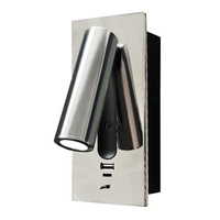 Applique murale de chevet encastrée à LED réglable Lampe murale de lecture pour chambre d'hôtel avec chargeur USB de type C 5V