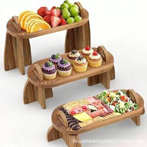 Wooden <b>Ladder</b> <b>Shelf</b> 3 Tier Rectangle Eco Friendly Storage Rack For Food Cosmetics Condiments And Plants Standing Type Retro - Product Image 5