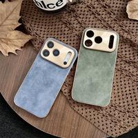 Funda de Teléfono de Piel de Oveja con Electrochapado para 11-18 Pro Max, Protección de Lujo a Prueba de Golpes