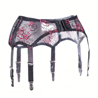 Bretelles de jarretière brodées haut de gamme avec adhésif et boucle en forme de gourde métallique, accessoires pour chaussettes longues Aurora