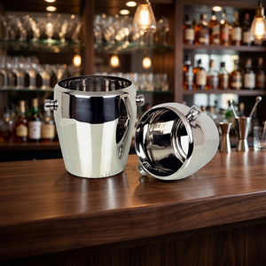 Seau à glace / refroidisseur à vin en acier inoxydable de haute qualité avec poignées latérales, style industriel, couleur et logo personnalisables pour fêtes, maison et bar - Product Image 2