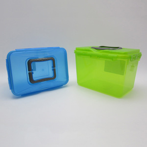 Plastic Airtight <b>Storage</b> Box Rectangle Blue Green Food <b>Container</b> With Handle Portable Sealing Packaging Box - Product Image 2