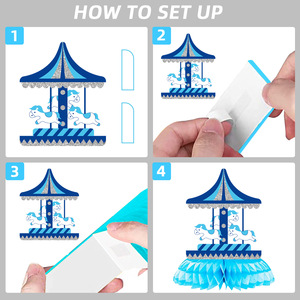 Decorazione per festa di compleanno moderna a tema blu rivela il genere del neonato con ornamento digitale della tavola della palla a nido d'ape di un anno - Product Image 3