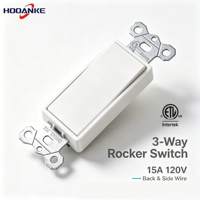 Interrupteur à bascule Hooanke homologué ETL, 3 voies, 15A, 120VAC, norme américaine, interrupteur mural pour éclairage, OEM ODM disponible
