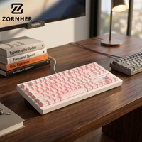 Teclado Mecánico Inalámbrico para Juegos Zornher ZH870, 88 Teclas, Retroiluminación RGB, Intercambiable en Caliente, Teclas con Diseño de Telaraña Blanca IMD para PC