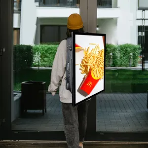 背包步行广告牌27英寸室内室外安卓液晶广告播放器移动数字标牌显示器