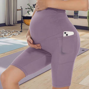 Shorts de maternité avec poches, style biker, pour la <span class=keywords><strong>grossesse</strong></span>, le yoga, l'entraînement actif, leggings extensibles pour femmes enceintes, shorts pour femmes - Product Image 6
