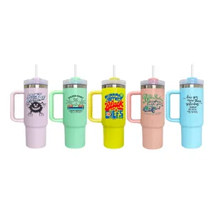 Spring Summer blank sublimation matte colorful H2.0 30oz macaroon sublimation quencher tumbler with lid and straw