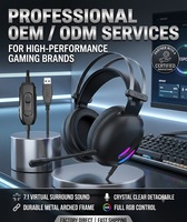 Casque de jeu filaire circum-auriculaire avec LED RGB, suppression active du bruit, son surround USB pour ordinateur portable et PC, écouteurs privés pour joueurs