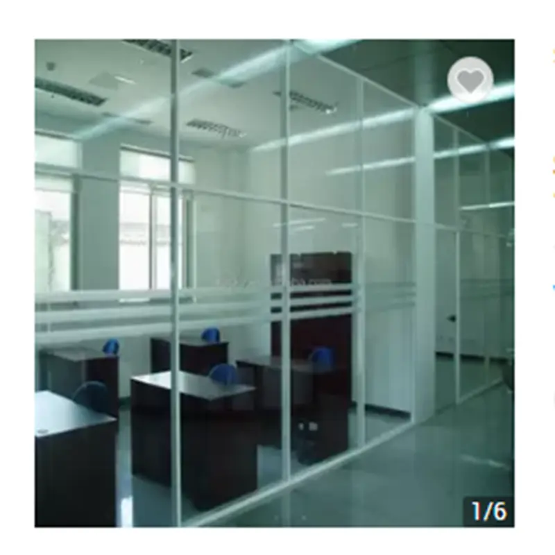 Double glass partition interior glass wall for office building or in residential style
