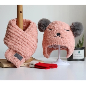 Chapeau écharpe gants trois pièces pour bébé Chapeaux et écharpes pour enfants en automne et en hiver Chapeaux chauds tricotés pour garçons et filles - Product Image 5