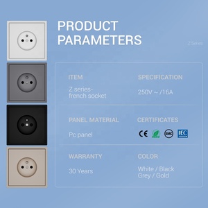Prises électriques encastrées murales EU, prise murale française simple <span class=keywords><strong>2P</strong></span>+<span class=keywords><strong>T</strong></span>, 250V <span class=keywords><strong>16A</strong></span>, pour la maison - Product Image 3