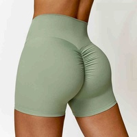 Shorts de sport taille haute froncés pour femme, effet push-up, en tissu extensible doux, pour entraînement, gym, cyclisme, yoga
