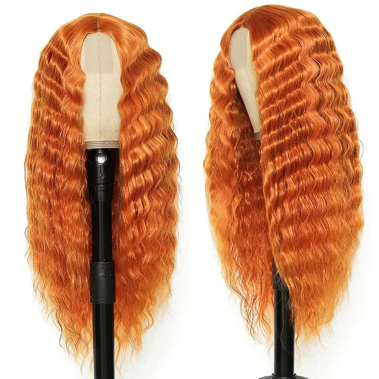 Lisos-Peluca de cabello sintético para mujer afroamericana, cabellera artificial larga de ondas profundas, parte media, 28 pulgadas, resistente al calor, sin pegamento