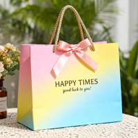 Individuelle Logo-Karton-Macaron-Geschenktaschen mit Schleifenband, lasergeschnittene farbige Handtaschen, Kosmetikverpackungen, Bastelartikel, Supermarkt