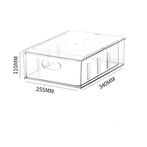 Toptan yüksek kaliteli plastik dondurucu kutuları yeni stil istiflenebilir buzdolabı çekmece saklama kutusu gıda organizatör kutuları bölücü