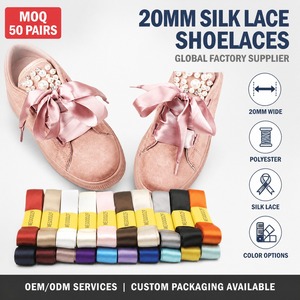 Lacci per Scarpe Personalizzati da 20mm, Morbidi e Setosi, in Poliestere Satinato, per Scarpe da Ballo con Zeppa <span class=keywords><strong>Alta</strong></span>, Larghi e Colorati - Product Image 1