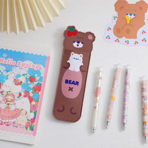 Văn phòng loạt dễ thương đàn hồi bút chì chèn Túi PU da phim hoạt hình động vật cuốn sách bút Túi dây đeo chủ - Product Image 6