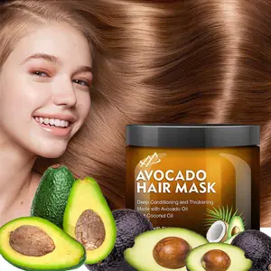 自有品牌深层护发素100% 有机鳄梨素食头发治疗面膜椰子鳄梨干性受损头发面膜
