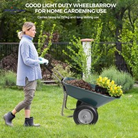 Chariot de jardin robuste à deux roues pour travaux de jardinage, en plastique durable pour le transport de terre et de briques