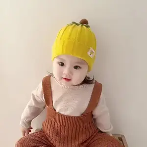 아기 모자 가을과 겨울 소녀 따뜻한 모직 모자 어린이 소년 호박 겨울 사랑스러운 니트 모자