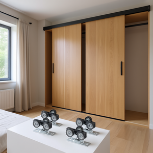 Kit Ferramenta Scorrevole D0100X3LZNJ per Porte Scorrevoli a Doppia Guida da 1,2 m con Maniglie a Dito in Lega di Alluminio per Armadi e Porte Interne dal Design Moderno - Product Image 2