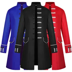 Casaco masculino 2024 roupa medieval cor sólida moda steampunk retrô uniforme