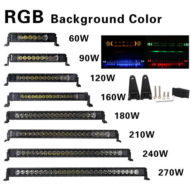 OEM Skull Background Color Single Row High Power 60W to 300W Spot Offraod 4x4 LED Work Light Bar for Car Truck ATV Boat