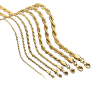 Chaîne de corde 2MM en acier inoxydable longueur personnalisée plaque d'or 18K noir argent pour collier bracelet chaîne de corde étanche en gros