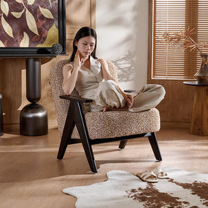 Modern Designer Sofa Chair Solid Wood <b>Frame</b> Ergonomic Upholstered Living Room Chair Single Seat Vintage Style Furniture - Product Image 3