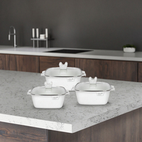 Ensemble de 6 ustensiles de cuisine en aluminium de haute qualité, revêtement antiadhésif durable, couvercle en verre, fond à induction, design minimaliste, article unique