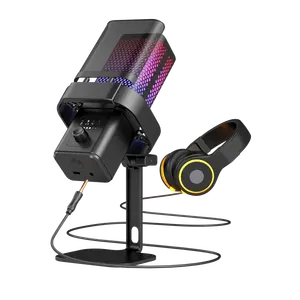 Instock Naar Schip M6 Black Usb Gaming Rgb Gamer Wave Condensor Rgb Bedrade Microfoon