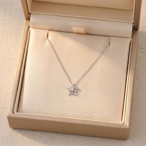 Collar de Diamantes Naturales con Cadena de Oro Blanco de 18K y Colgante de Copo de Nieve de Diseño Elegante y Alta Calidad, Joyería Fina para Mujer, Regalo de Cumpleaños - Product Image 5