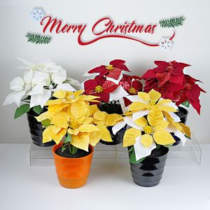 Luz <span class=keywords><strong>de</strong></span> noche <span class=keywords><strong>de</strong></span> Poinsettia luminosa, <span class=keywords><strong>maceta</strong></span> <span class=keywords><strong>de</strong></span> flores artificiales transfronteriza Popular para Navidad, Año Nuevo, flores decorativas, plantas - Product Image 1