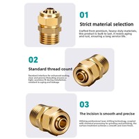 Raccord pneumatique en laiton à compression droite avec écrou de blocage pour tube en PU/nylon de 6/8/10/12 mm, filetage BSPT