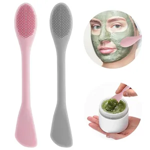 Cepillo de limpieza facial de silicona de doble cabeza, aplicador de cepillos para mascarillas faciales, para el cuidado de la piel, 1 unidad - Product Image 1
