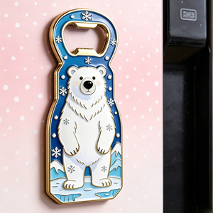 Abridor de Botellas de Cerveza de Esmalte Suave con Diseño de Oso Polar y Copo de Nieve, de Aleación de Zinc, Imán para Refrigerador, para Bar y Cocina - Product Image 6