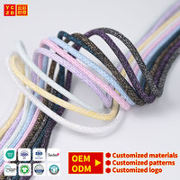 Cordon tressé en polyester bicolore de 5 mm pour vêtements, avec logo personnalisé, pour pantalons et sweats à capuche, vente en gros d'usine OEM ODM