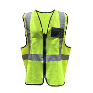Gilet de sécurité en maille jaune fluorescente imperméable de classe 2 ANSI avec logo personnalisé CITICITY, fermeture éclair, bandes réfléchissantes, poche transparente pour carte d'identité - Product Image 2