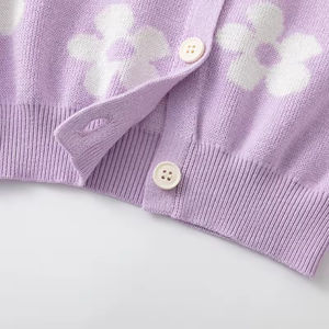 Suéter de Punto para Niñas Estilo Coreano, Cárdigan Infantil para Otoño e Invierno, Suéter de Punto con Cuello Redondo y Estampado Floral - Product Image 6