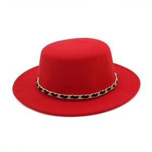 Winter Warm High Quality Polyester Cotton Cloth Trilby Crown Wide Brim <b>Flat</b> Top Fedora <b>Hats</b> for Unisex with Chain Travel Fishing - Product Image 2