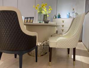 Chaises de salle à manger en cuir et <span class=keywords><strong>bois</strong></span> massif de luxe italien, avec accoudoirs, pieds de <span class=keywords><strong>chaise</strong></span> de restaurant, chaises de salle à manger modernes en cuir <span class=keywords><strong>blanc</strong></span> - Product Image 3